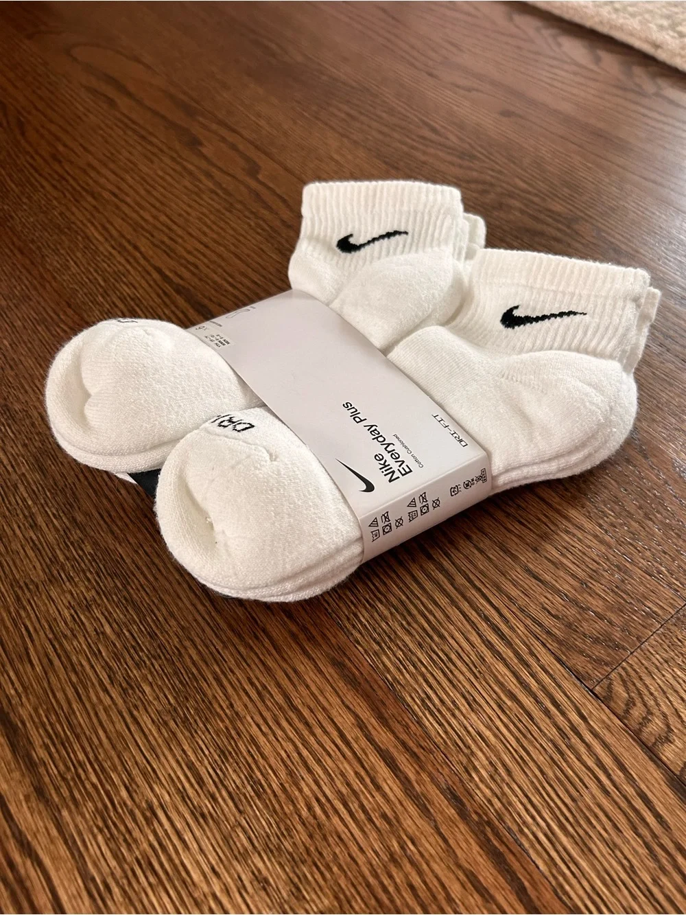Nike White Crew Athletic Socks with Black Swoosh - 6 Pack